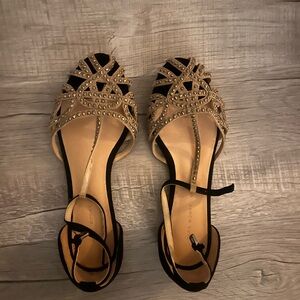 Zara Embellished Strappy Flat Sandals - Gold